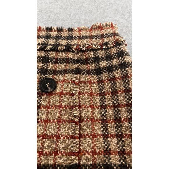 NWOT Mini Skirt Tweed 6Button Front  Dark Academia Preppy Raw Hem SZ Med - Picture 2 of 12